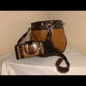 Marc Chantal Brown Alligator Purse & Wallet